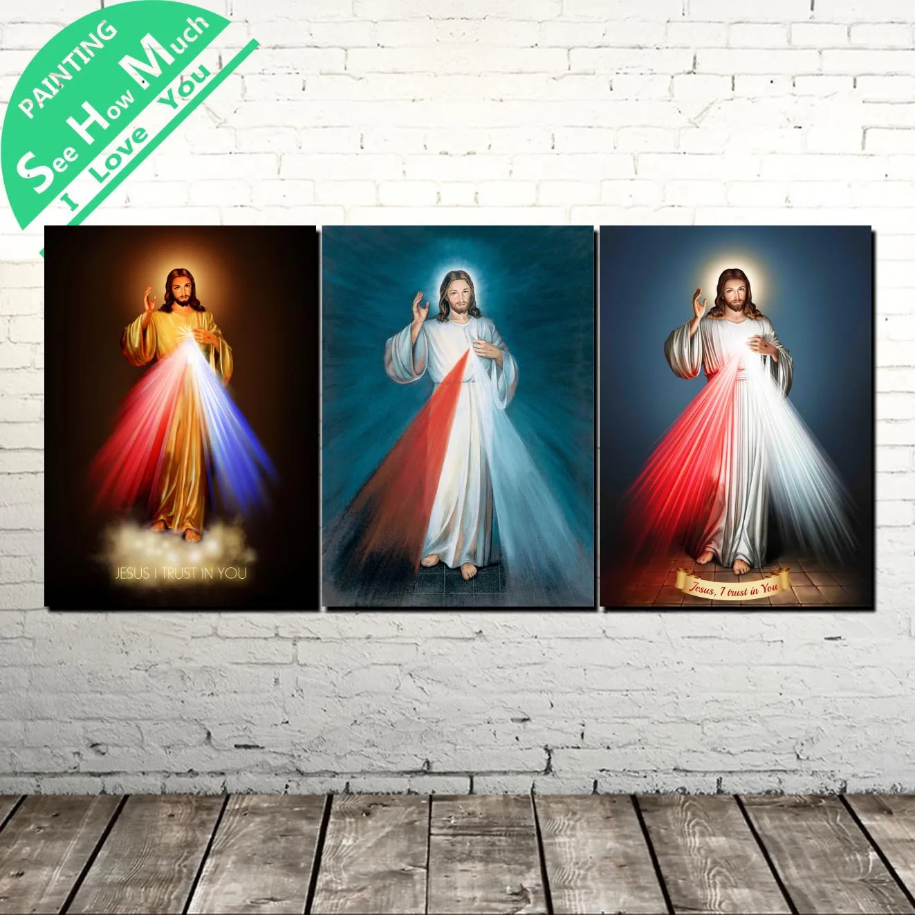 

3 Piece Jesus is Trust in you Wall Art Canvas Painting Posters and Prints Framed Art Painting Pictures for Home Decoration
