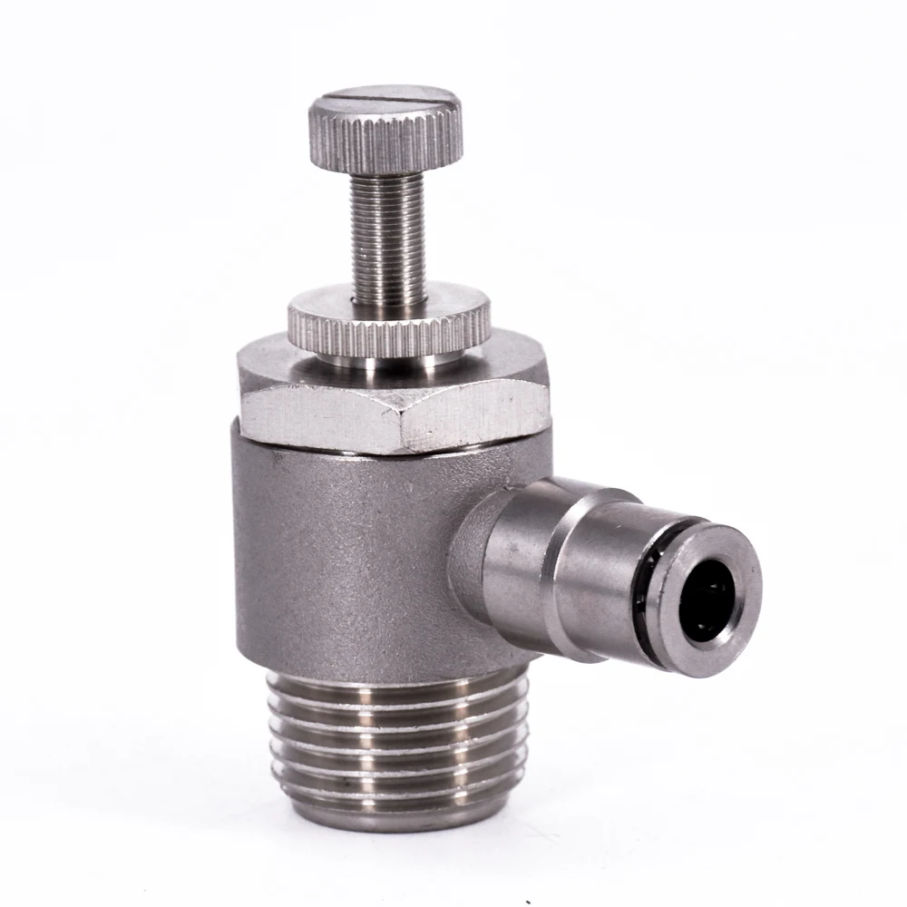 

Air Speed Control Valve Throttle Pneumatic Nickel Plated Brass Push In Quick Connector Release Air Fitting Plumbing