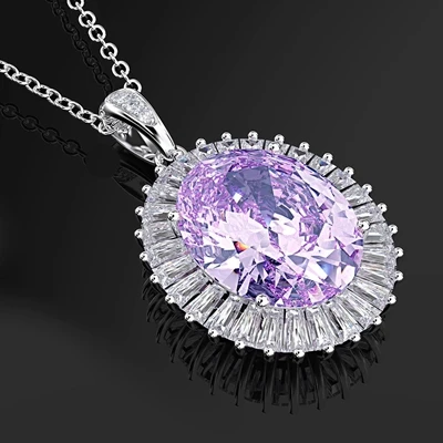 PANSYSEN 11x14 мм Натуральный топаз 925 пробы серебряные ожерелья для женщин вечерние ювелирные изделия подарок мода камень ожерелье - Цвет камня: Purple