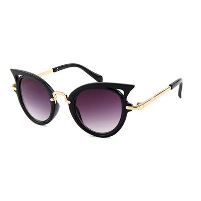 Ywjanp детские солнцезащитные очки для мальчиков и девочек милые Солнцезащитные очки «кошачий глаз» детские очки Классические Брендовые очки для детей UV400 - Цвет линз: Черный