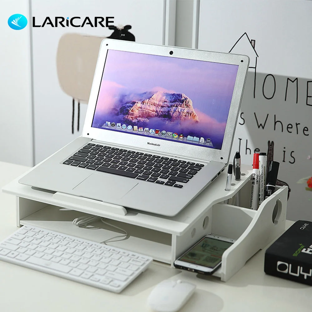 

Multi-function Wooden Laptop Holder Notebook Stand Cooling Pad display Stand storage For Notebook Lenovo HP Dell Macbook Air Pro