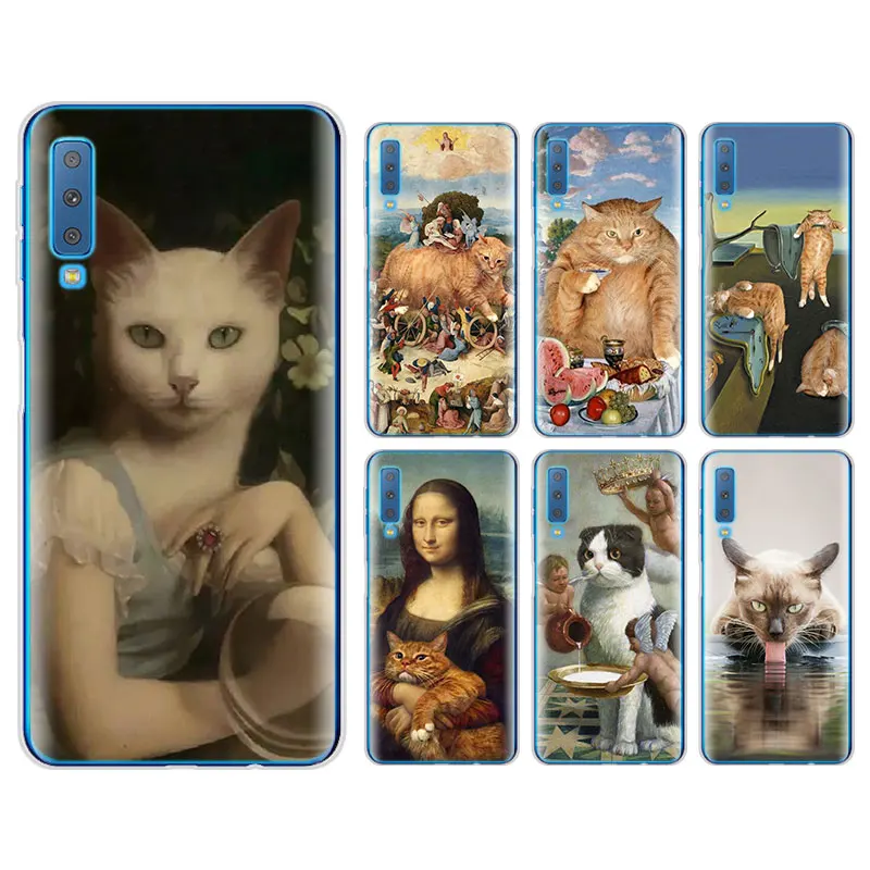 

Funny Pat Cat Art Aesthetics painting Silicone case for Samsung Galaxy A7 A6 A8+Plus A9 2018 S10 Plus S10e M20 M30 TPU Soft Phon
