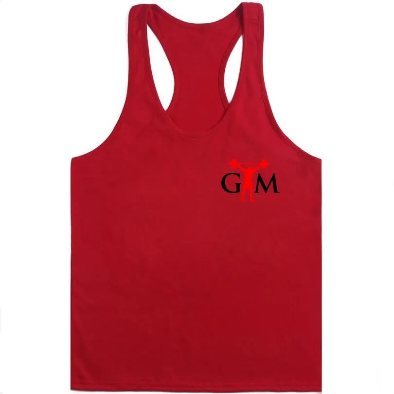 Модный летний хлопковый топ с принтом для бодибилдинга, фитнеса, Стрингера для мужчин, майка для тренажерных залов Gorilla, майка, майки - Цвет: 7  red