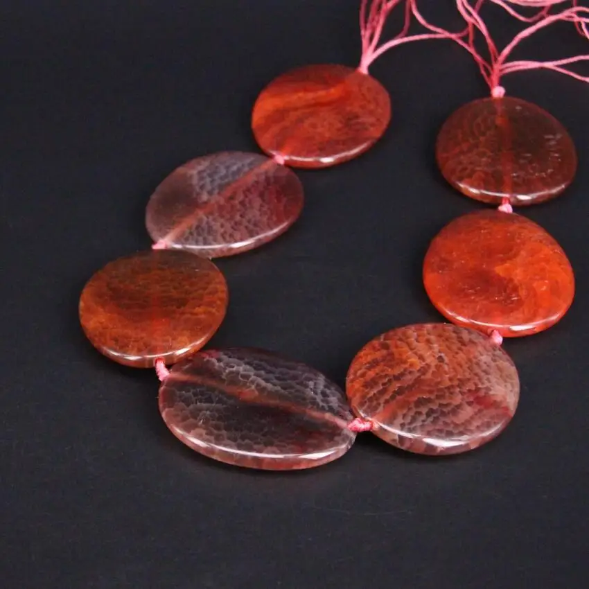 

15.5"/strand Orange Red Large Natural Agates Oval Slab Slice Nugget Pendant Beads,Raw Stone Necklace Jewelry Making Supplier