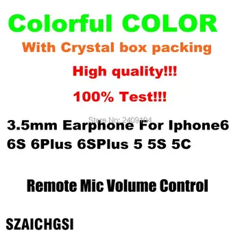 

SZAICHGSI Multicolor 3.5mm Earphone with Mic and Volume Control for iphone 6 Plus 5 with crystal box packing Wholesale 100pcs