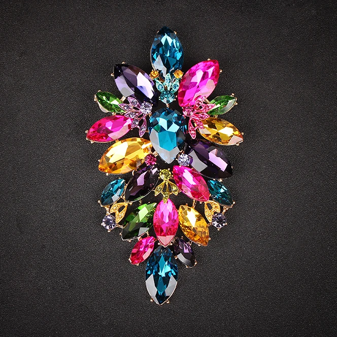 

Luxury Female Big Crystal Rhinestone Brooch Wedding Bouquet Fashion Jewelry Brooches Pins for Women's Gift Brincos Accessories