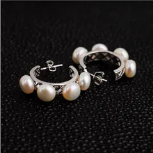 Серьги с натуральным пресноводным жемчугом, серьги-кольца из стерлингового серебра 925 пробы, элегантные серьги принцессы в стиле ретро, женские Украшения, подарок