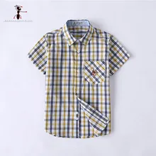 Kung Fu Ant/ классические клетчатые рубашки с короткими рукавами; детские блузки с отложным воротником; повседневные школьные рубашки; S3050