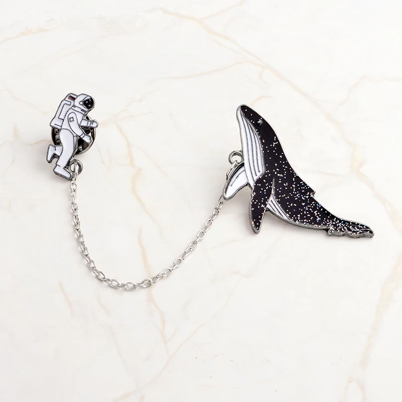 QIHE-JEWELRY-Astronaut-and-whales-Cartoon-brooches-Pins-Fish-Lapel-pins-Badges-Women-fashion-jewelry-Pins