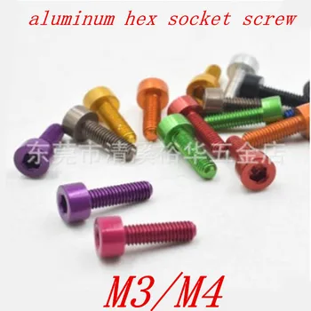 

10pcs/lot DIN912 m3 m4*6/8/10/12/16/20 colourful aluminum Anodized hex socket cap head screw