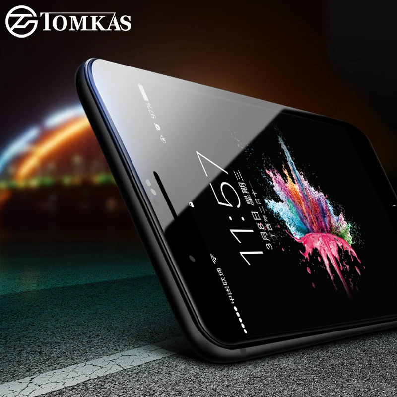 Защитное стекло TOMKAS для iPhone 8 7 4D защита экрана с круглыми изогнутыми краями