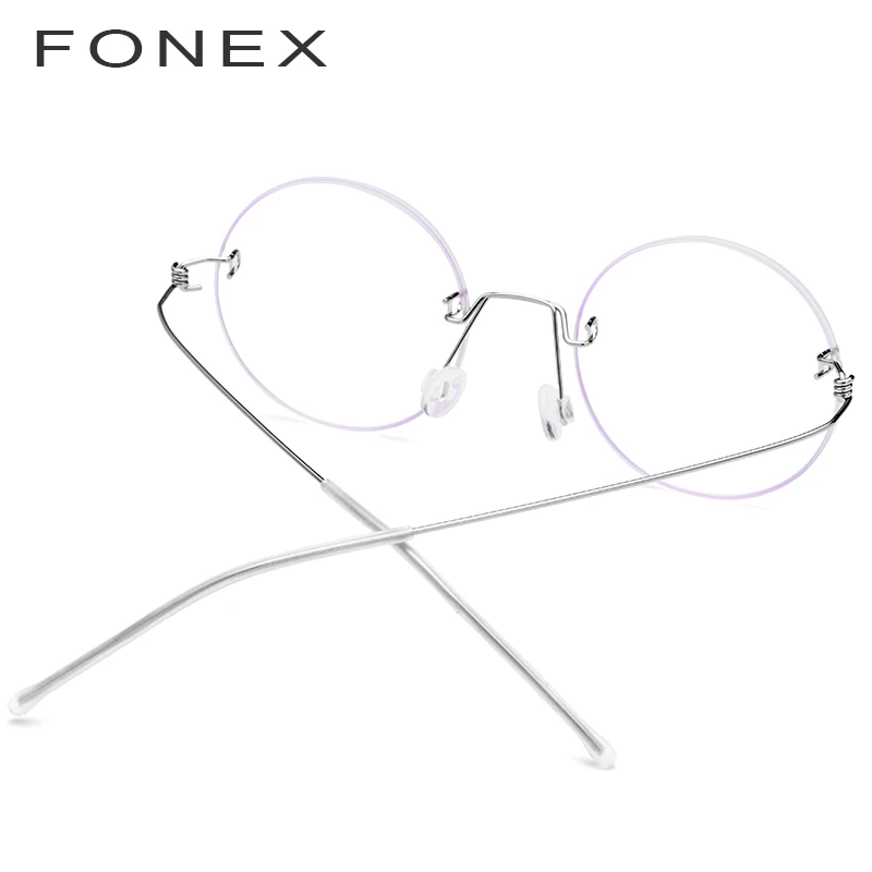Мужские и женские очки без оправы FONEX с круглой оптикой для близорукости