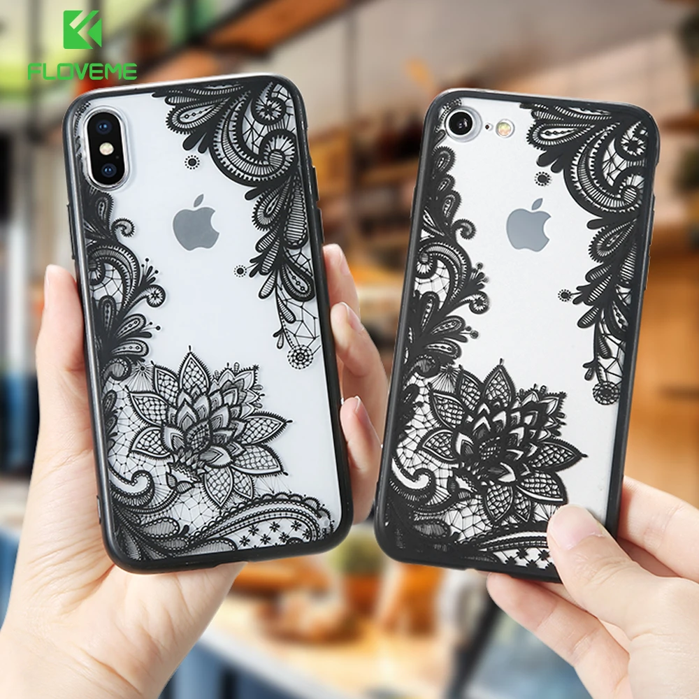 FLOVEME цветочный чехол для телефона iPhone X XS Max XR сексуальный кружевной девичий 7 6S 6 8