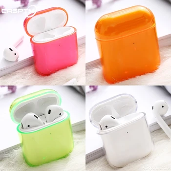 

Cases For AirPods 1 2 Earphone Cute Transparent PC Case Cover For Apple AirPods 2 Bluetooth Wireless Candy Color Hard Protector