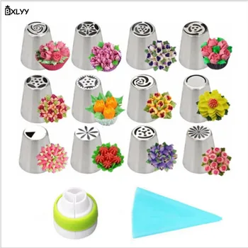 

BXLYY New Dies for 2020 14-piece Set Decorating Mouth Set Large Stainless Steel Squeeze Head Conversion Decorating Bag Cake 8z