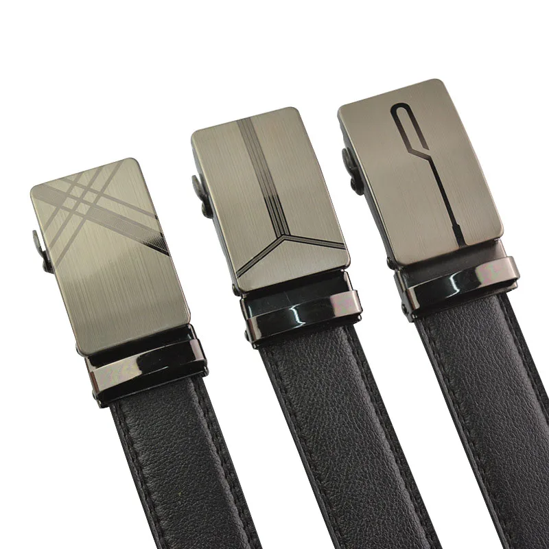 

Hot selling Men belt fashion black Imitation leather Alloy Automatic buckle belt business affairs Men casual decoration belt