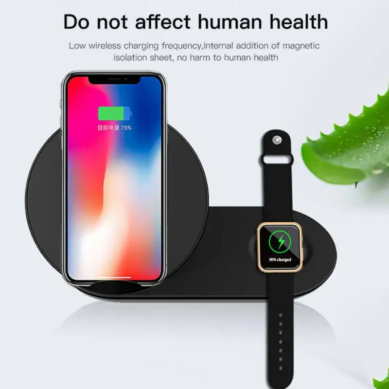 Беспроводное зарядное устройство 2 в 1 Qi для iphone iwatch Samsung Watch быстрая Беспроводная