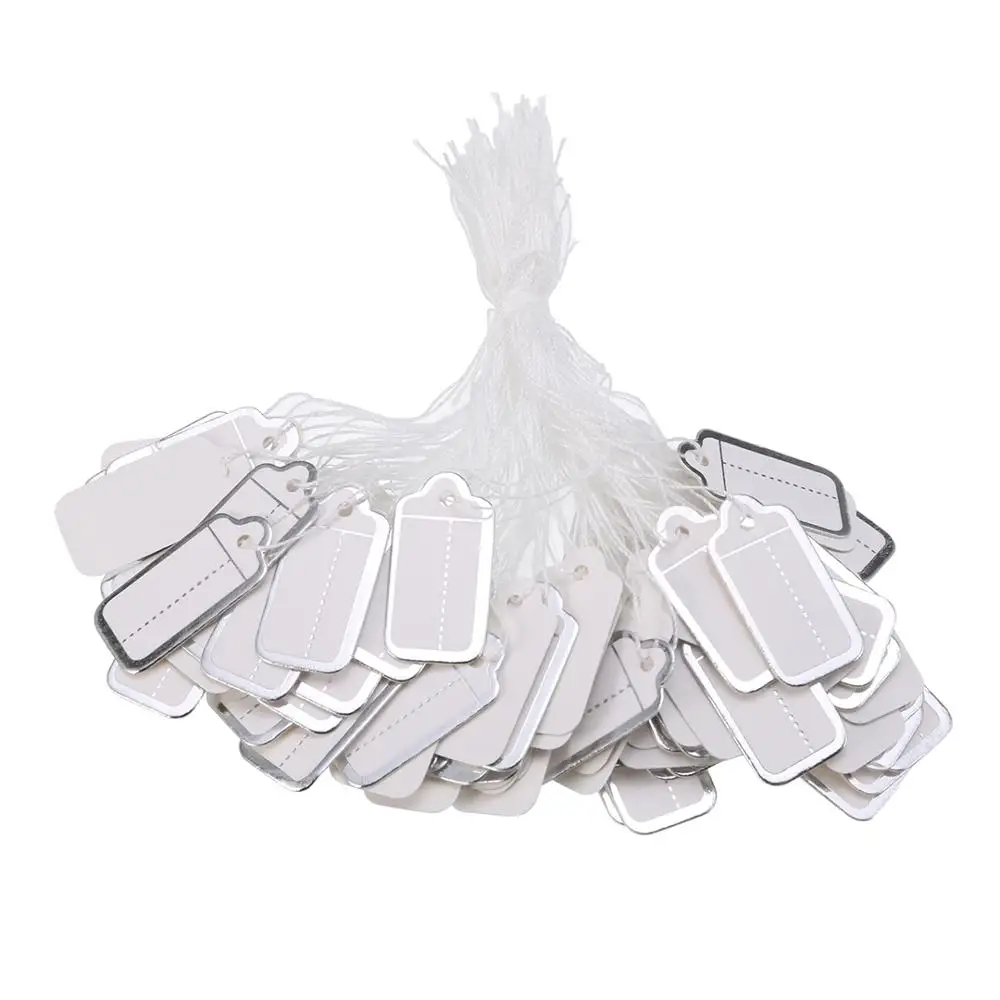 PLAIN WHITE STRUNG STRING GIFT JEWELLERY DISPLAY PRICE TAGS TAG TIE ON LABELS