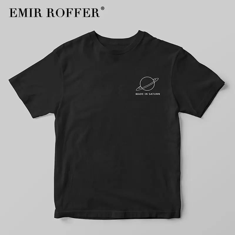 EMIR ROFFER сделано в Сатурне принт Харадзюку Забавные футболки женские хлопок черные