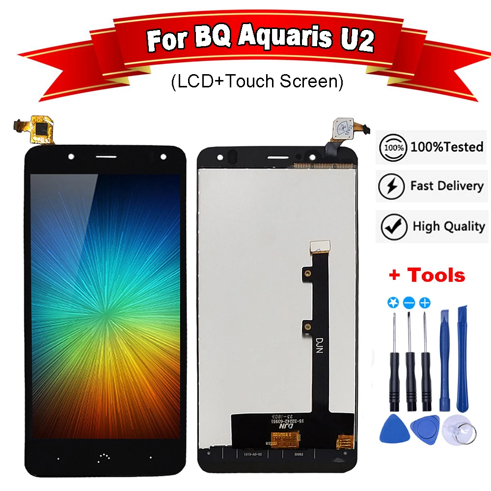 

for BQ Aquaris U2 LCD Display+Touch Screen Tools Glass Panel For BQ U2 Lite lcd 5.2inch free toolsTested