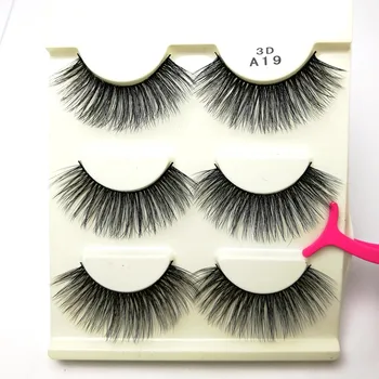 

A box three pairs Factory Fast Shipping Wholesale 3D Eyelashes Three-dimensional sense natural long hair 3d lashes