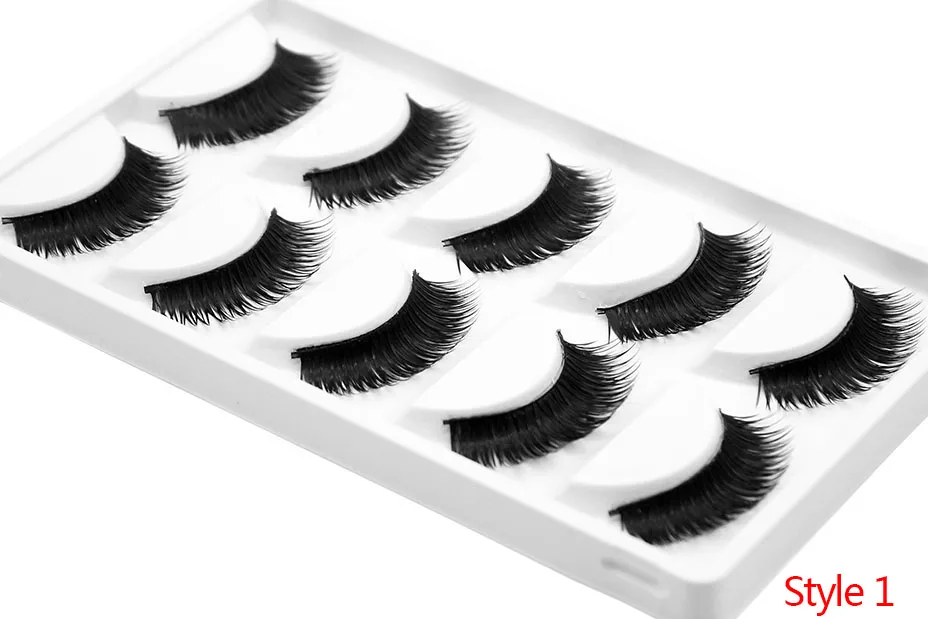 Kimcci 5 Pairs 6 Style Mink Lashes 3D Mink Eyelash Handmade Reusable Natural Faux Eyelashes Cruelty free False Lashes Cilia