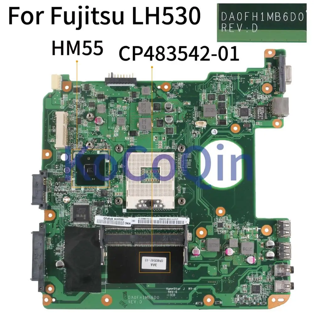 

KoCoQin материнская плата для ноутбука Fujitsu LIFEBOOK LH530 материнская плата CP483542-01 DA0FH1MB6D0 HM55