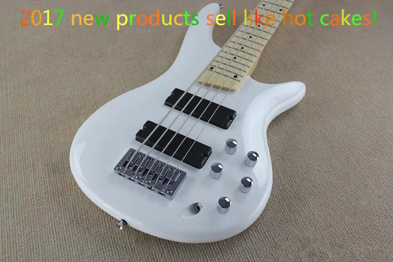 

Maple Fretboard soundgear 5 Strings white electric bass with Active Pickups