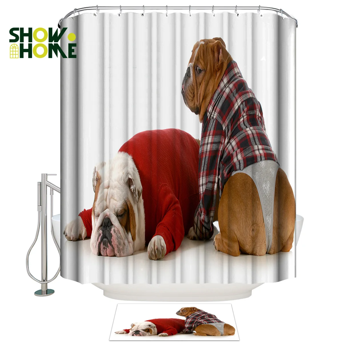 Showhome Bulldog душевые занавески комплекты для ванной с ковриками коврик душевой