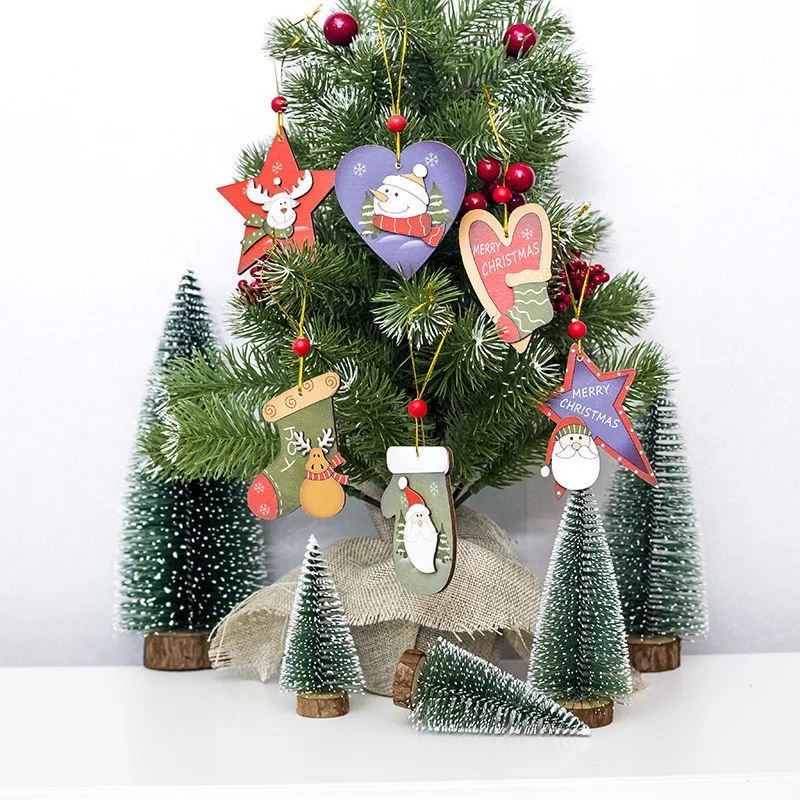 

Santa Claus Deer New Year Natural Wood Christmas Tree Ornaments Pendant Hanging Gifts Xmas Decor Home Party Decorations 62402