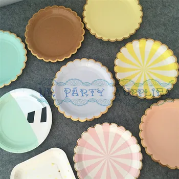 

Express Shipping!!! Metallic Gold/Silver Paper Plates Gold Foil Modern Chic Party Plates for Baby Shower BirthdayTableware Decor