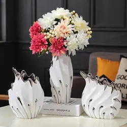 Современный минималистичный черный/белый керамический Настольная ваза ремесла вазы ручной работы сушеный цветок украшения для дома