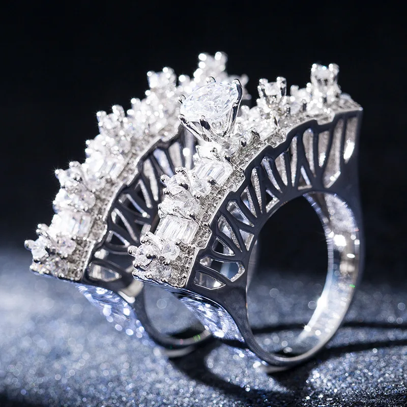 Huitan luxury Rings elegant crystal cubic zirconia super cool couple