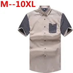 Плюс 10XL 8XL 6xl 5xl 4x рубашки Для мужчин лето с коротким рукавом твил Бизнес Формальные Мужская одежда рубашки Для Мужчин's повседневное