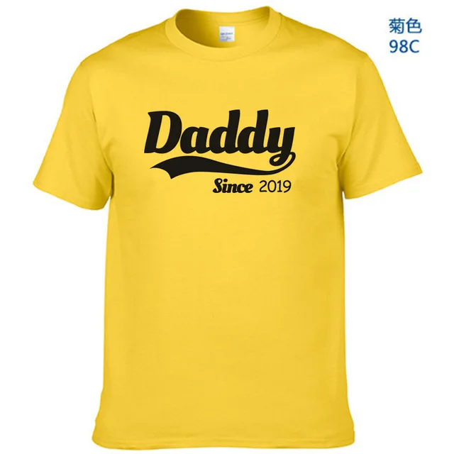 Летний Стиль Daddy Since забавная Футболка мужская повседневная футболка с коротким рукавом для папы, папы, новорожденного ребенка - Цвет: Yellow-B