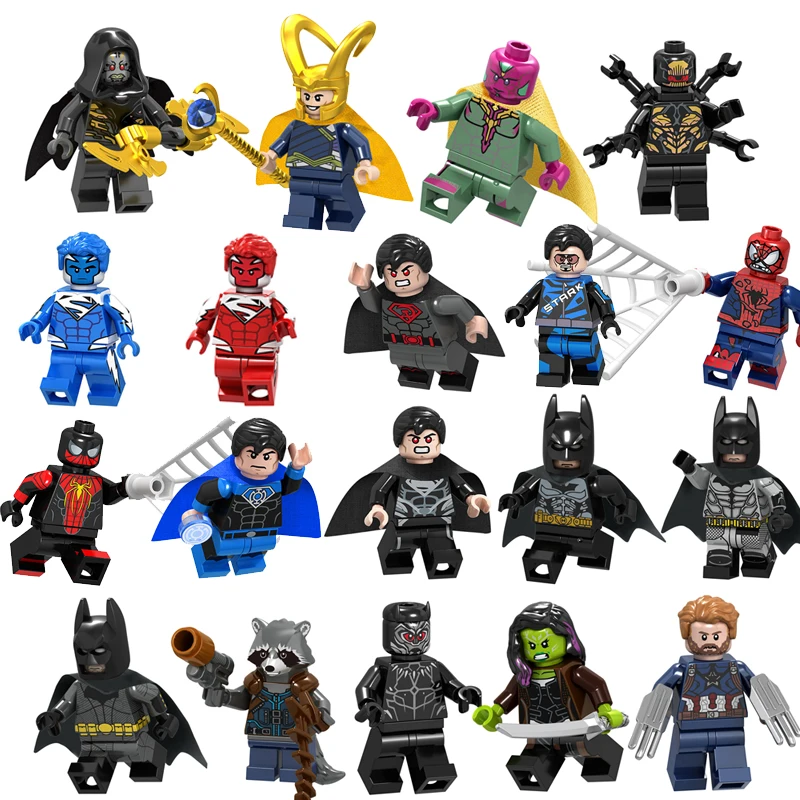 

DC Superman Marveled Super Heroes Thanos Spider Man Superman Avengers 3 Endgame Infinity War Building Blocks Kids Toys Figures