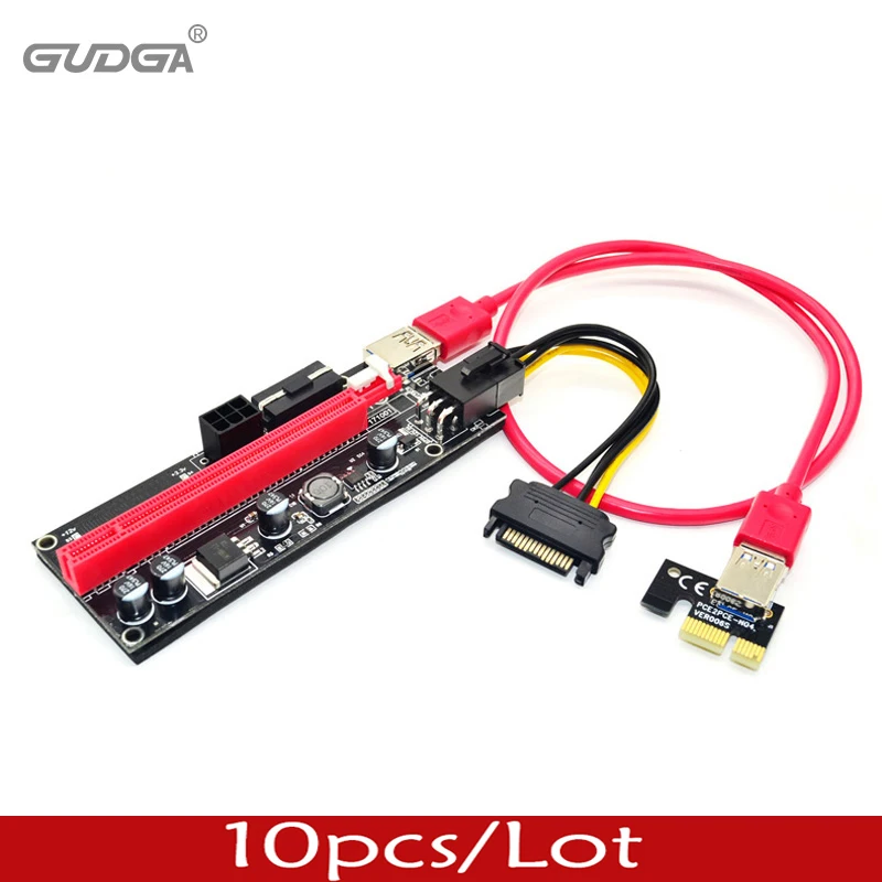 10 шт./лот VER 009s PCI-E Райзер-карта 1x 4x 8x 16x USB 3 0 плата расширения для майнинга 6pin