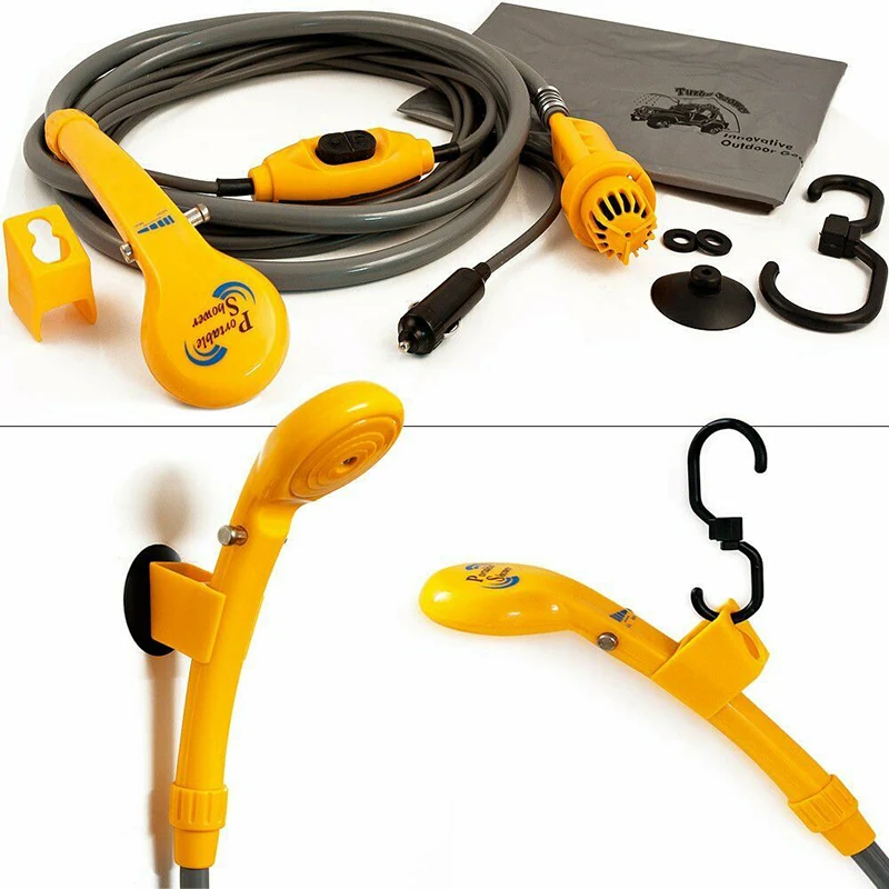 12V Portable Camping Shower Multifunctional Hiking Camping Outdoor Shower Head Car Washer For Travel