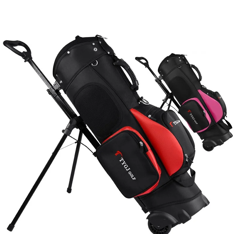 Golf Travel Bag Wheels Golf Rack Tripod Backpack Bag 11 Piece Clubs