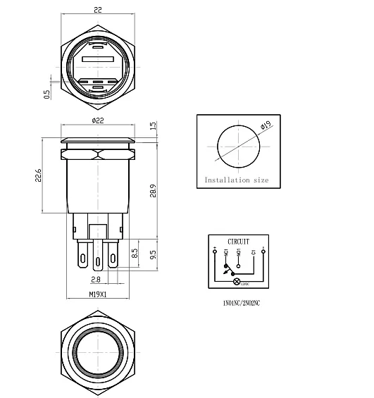 drawing of push button switch