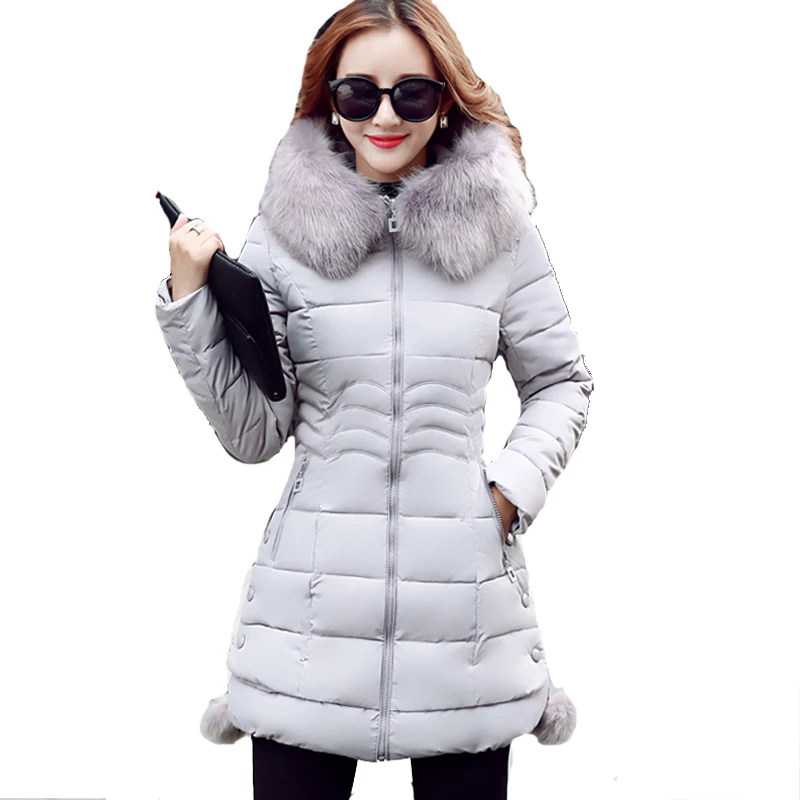2019 high quality winter jacket women warm long with fur collar female coat cotton padded parka outwear chaqueta mujer
