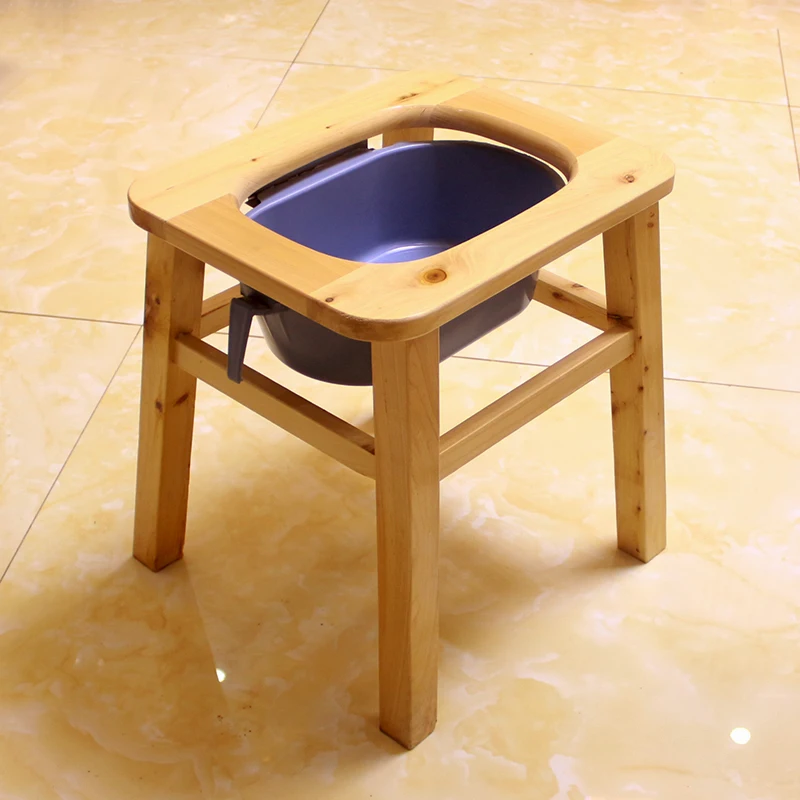 Портативный деревянный туалетный стул из цельного дерева, сиденье для унитаза для пожилых людей, медицинский комод 160 кг с подшипником - Color: 30cm height C