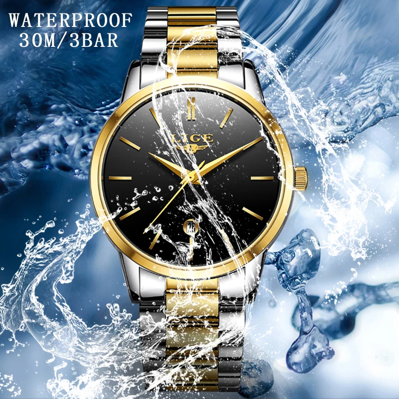 2018 LIGE Mens Watches Top Brand Luxury Military Quartz Watch Men Waterproof Stainless Steel Sport Wristwatch Relogio Masculino