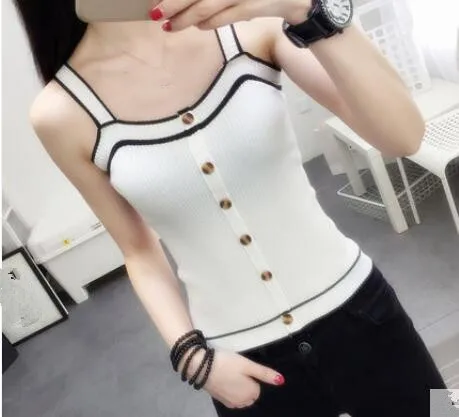 

New Spring Garment 2019 Summer Short Sleeveless Ice Silk Bottom Knitted Suspender