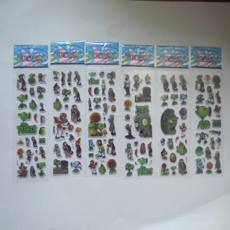10sheets Zombies and Vegetables Toy Bubble Stickers Hot Game App Toys Christmas Gifts for Kids Toys Wall Sticker