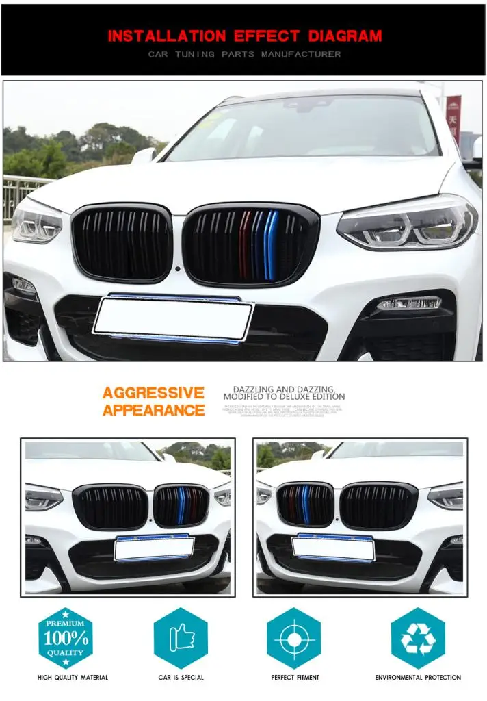 Авто стиль xDrive20i xDrive30i Передняя решетка для BMW X3 X4 бампер гоночная решетка G01 G02 глянец/матовый/м черный