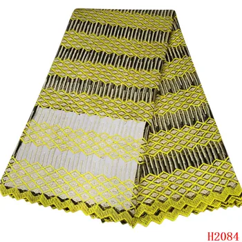 

Yellow African Lace Fabric High Quality Guipure lace For Wedding Dress Cotton Lace With Green Nigerian Lace Fabrics HJ2084-1