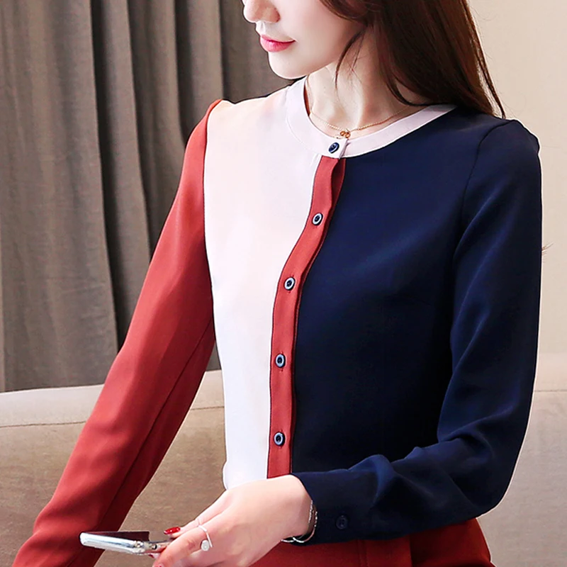  Fashion Women Blouses 2019 O collar office blouse women Chiffon Blouse shirt Women Tops femael long