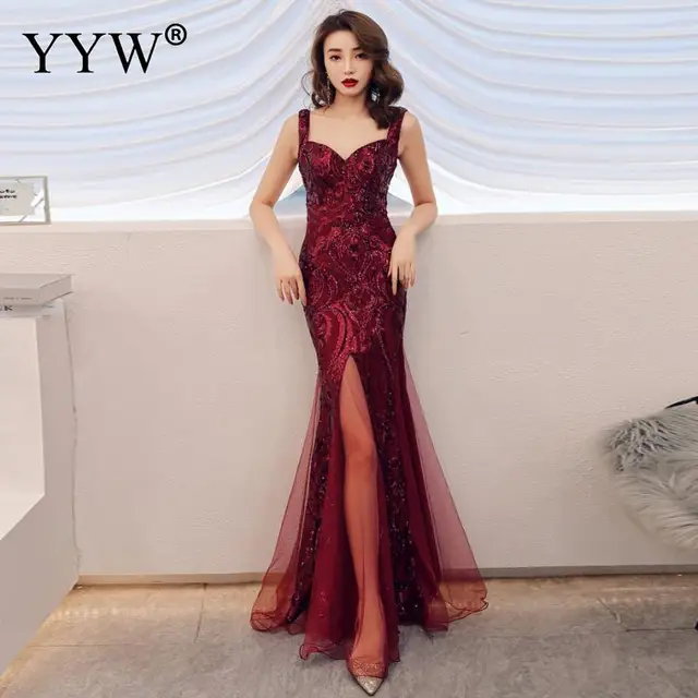 Shinny Gold Sequined V Neck Sleeveless Elegant Evening Dresses Sexy Robe De Soiree Formal Dress Luxury Mesh Club Party Vestidos 6