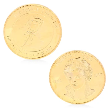 

Gold Plated Commemorative Coin Character Pattern Diana Princess of Wales Rose Collectible Art Gift Souvenir
